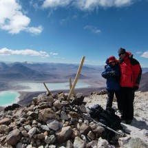 Marion and Alfred on the summit of Licancabur - 5,916 meters sea level